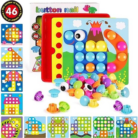 AMOSTING Color Matching Mosaic Pegboard Early Learning Educational Toy - Picture 1 of 6